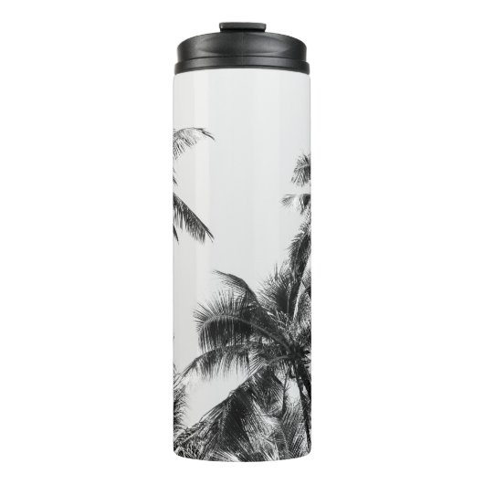 Palm Tree Leaf Schwarz-weiß Thermosbecher (Vorderseite)