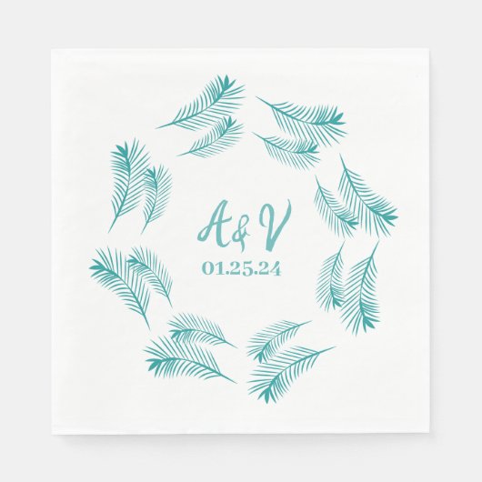 Palm Tree Leaf Tropical Wedding Serviette (Vorderseite)
