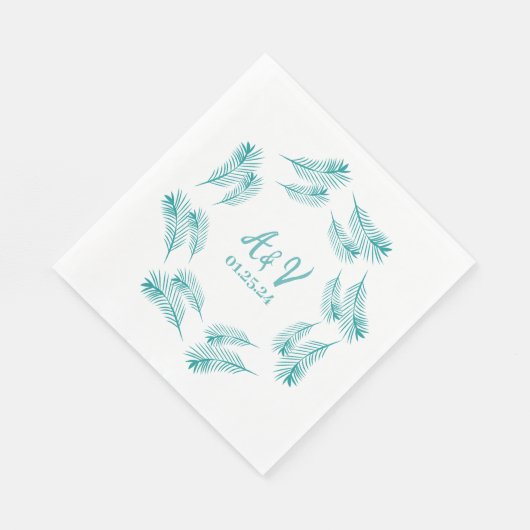 Palm Tree Leaf Tropical Wedding Serviette (Ecke)