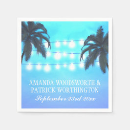 Palm Tree Lights Watercolor Sky Wedding Napkins Serviette