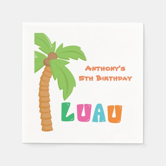 Palm Tree Luau Cocktail Napkin Serviette (Vorderseite)