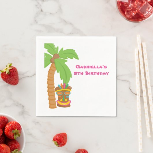 Palm Tree Luau mit Tiki Napkin Serviette (Beispiel)