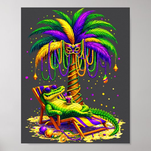 Palm Tree Mardi Gras Hawaiian Trocal Louisiana All Poster (Vorne)
