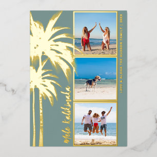 Palm Tree Mele Kalikimaka Weihnachtsfoto Gold Folien Feiertagskarte