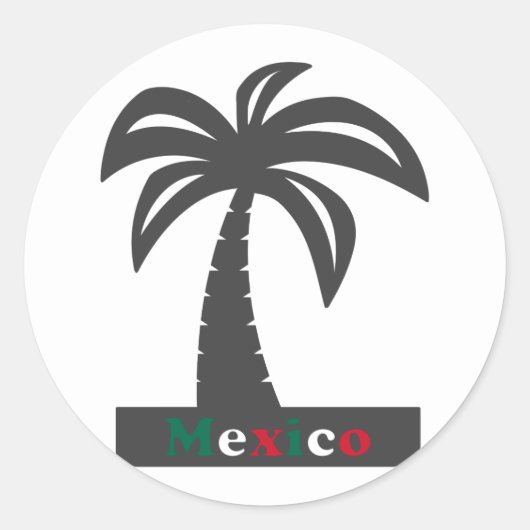 Palm Tree (Mexico Vacation) - Klassische Round Sti Runder Aufkleber (Vorderseite)