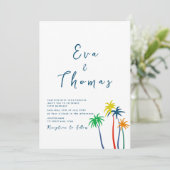 Palm Tree Minimal Beach Wedding Einladung (Stehend Vorderseite)