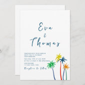 Palm Tree Minimal Beach Wedding Einladung (Vorne/Hinten)