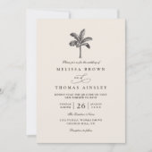 Palm Tree Minimalist Destination QR Code Wedding Einladung (Vorderseite)