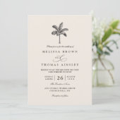 Palm Tree Minimalist Destination QR Code Wedding Einladung (Stehend Vorderseite)