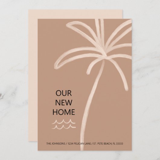 Palm Tree Minimalistisch New Zuhause Moving Ankündigung (Vorne/Hinten)