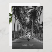 Palm Tree Minimalistisch Tropical Beach Foto Hochz Einladung (Vorne/Hinten)