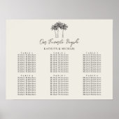 Palm Tree Minimalistisch Wedding 6 Table Seating Poster (Vorne)