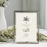 Palm Tree Minimalistische tropische Hochzeitsfeier Tischnummer<br><div class="desc">Palm Tree Ivory Minimalistische Hochzeit in Urlaubsort Tischnummer Card. Alle Texte sind so vorbereitet,  dass Sie sie einfach und schnell mit Ihren eigenen Details personalisieren können.</div>