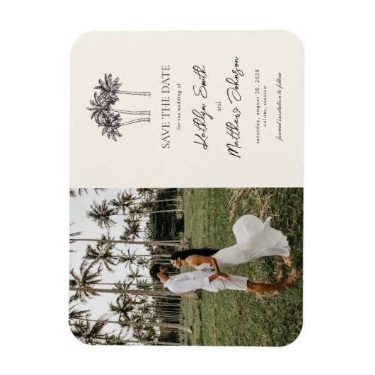 Palm Tree Minimalistisches Ziel Save the Date Magnet (Vertikal)