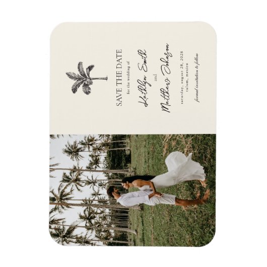 Palm Tree Minimalistisches Ziel Save the Date Magnet (Vertikal)