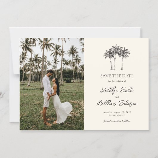 Palm Tree Minimalistisches Ziel Save the Date Magneteinladung (Vorderseite)