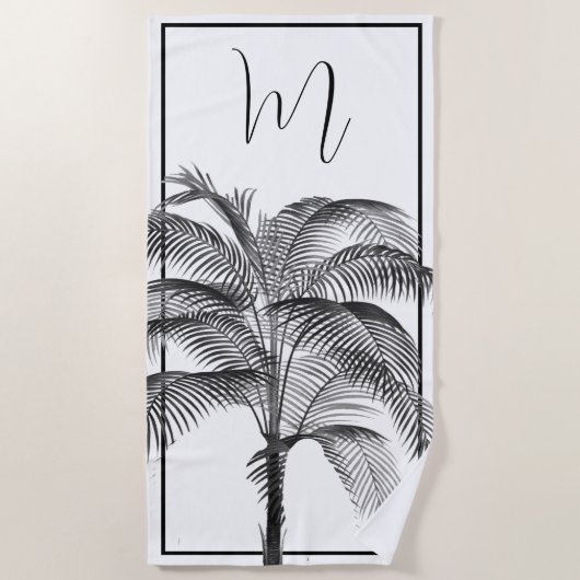 Palm Tree Modern Black Frame Personal Strandtuch (Vorderseite)