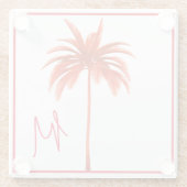 Palm Tree Modern Red Frame Tropical Monogram Glasuntersetzer (Rückseite)