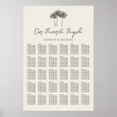 Palm Tree Modern Wedding 30 Table Seating Chart Poster (Vorne)