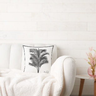 Palm Tree Modernes Schwarz-weißes Personal Kissen