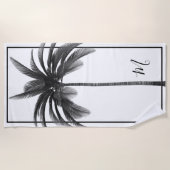 Palm Tree Modernes Schwarz-weißes Personal Strandtuch (Vorderseite)