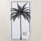 Palm Tree Modernes Schwarz-weißes Personal Strandtuch (Vorderseite)