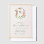 Palm Tree Monogram Crest Vellum Beach Wedding Pergament Einladungen (Versetzt)