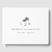 Palm Tree Monogram Elegant Beach Wedding Gästebuch (Vorderseite)