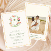 Palm Tree Monogram Tropical Beach Couples Dusche Einladung