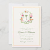 Palm Tree Monogram Tropical Beach Engagement Party Einladung (Vorderseite)