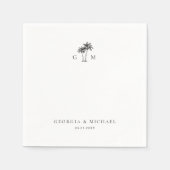 Palm Tree Monogram Tropical Destination Wedding Serviette (Vorderseite)