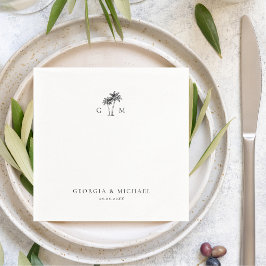 Palm Tree Monogram Tropical Destination Wedding Serviette