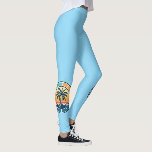 Palm Tree Motif Blue Leggings (Rechts)