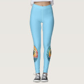 Palm Tree Motif Blue Leggings (Vorderseite)