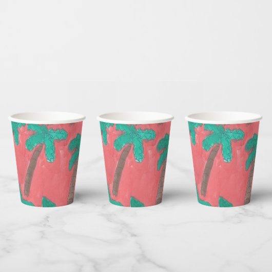 Palm Tree Muster Papier Cup Wasserfarbe Pappbecher (Multi)