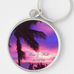 Palm Tree N Lila Sonnenuntergang anpassbare Schlüs Schlüsselanhänger