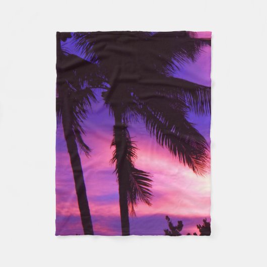 Palm Tree N Lila Sunset Fleece Blanket (Vorderseite)