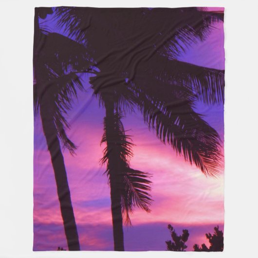 Palm Tree N Lila Sunset Fleece Blanket (Vorderseite)