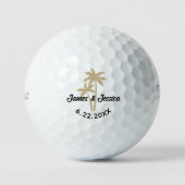 Palm Tree Name and Date Template Gastgeschenk Hoch Golfball (Vorderseite)