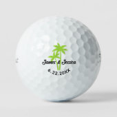 Palm Tree Name and Date Template Gastgeschenk Hoch Golfball (Vorderseite)
