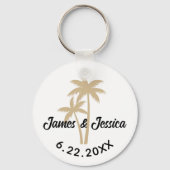 Palm Tree Name and Date Template Gastgeschenk Hoch Schlüsselanhänger (Vorderseite)
