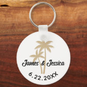 Palm Tree Name and Date Template Gastgeschenk Hoch Schlüsselanhänger (Vorderseite)