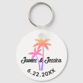 Palm Tree Name and Date Template Gastgeschenk Hoch Schlüsselanhänger (Vorderseite)