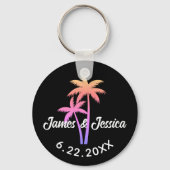 Palm Tree Name and Date Template Gastgeschenk Hoch Schlüsselanhänger (Vorderseite)
