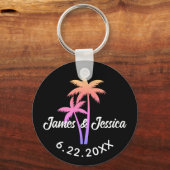 Palm Tree Name and Date Template Gastgeschenk Hoch Schlüsselanhänger (Vorderseite)