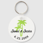 Palm Tree Name and Date Template Gastgeschenk Hoch Schlüsselanhänger (Vorderseite)