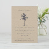 Palm Tree Navy Kraft Paare Dusche einladen Dankeskarte (Stehend Vorderseite)