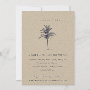 Palm Tree Navy Kraft Paare Dusche einladen Dankeskarte