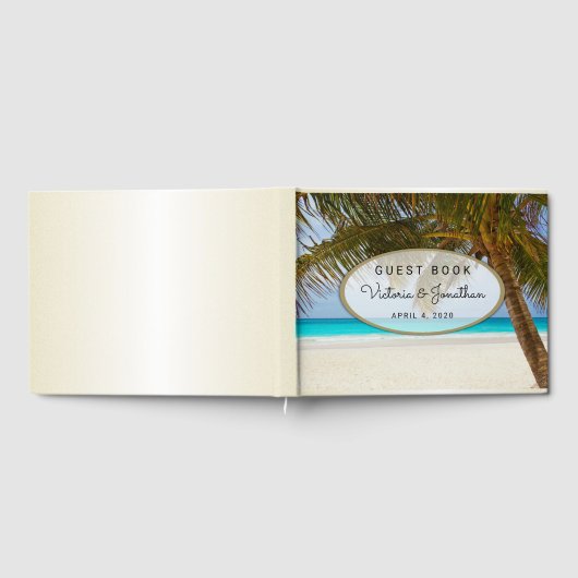 Palm Tree neben Ocean Beach Wedding Gästebuch (Voll)
