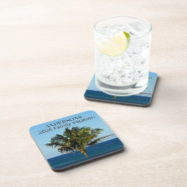 Palm Tree Ocean Escape | Family Name & Trip Year Getränkeuntersetzer